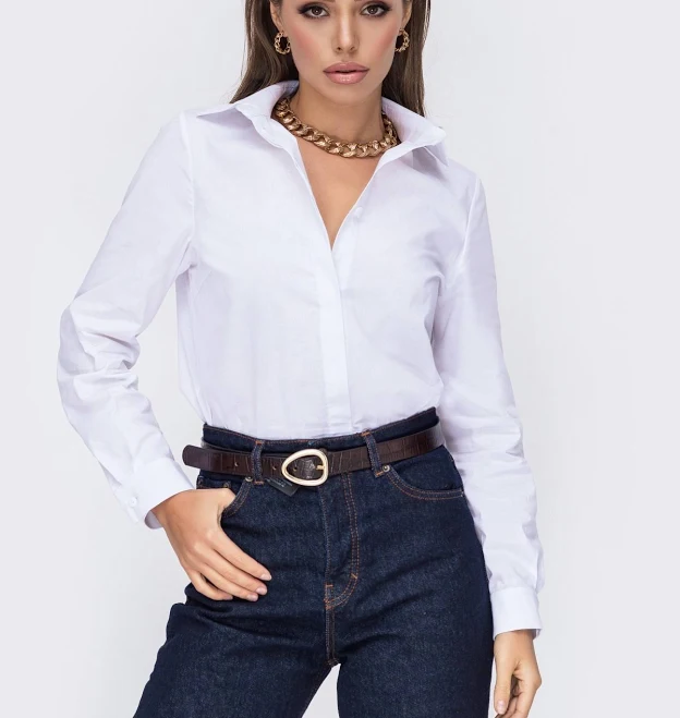 top Класична біла сорочка з бавовни Leomirra $850