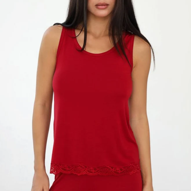 майка Майка жіноча для сну модал з мереживом, колір бордо germanvolf.com $890