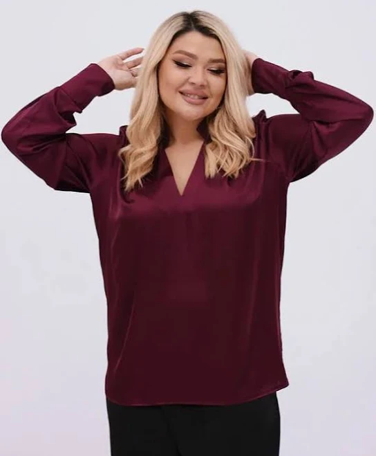 top Бордова шовкова блуза miss style $890