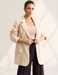 блейзер Світло-бежевий оверсайз піджак із текстурованого льону Issa Plus $957