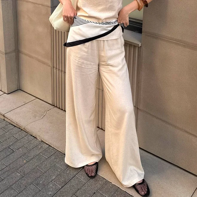 trousers Лляні штани на резинці Azuri - колір Слонова кістка azuri.ua $1379