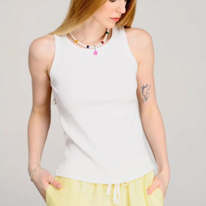 майки Біла базова майка в рубчик &mdash; купити в AZURI azuri.ua $679