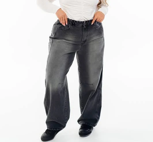 barrel jeans Джинси Baggy з вивареним ефектом темно-сірі Faynalady $1799