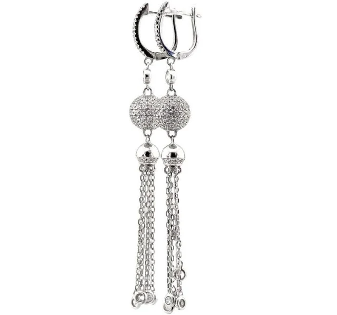 accessory Срібні довгі сережки-підвіски Ланцюжки з фіанітами C12575 SilverLand.ua $5943