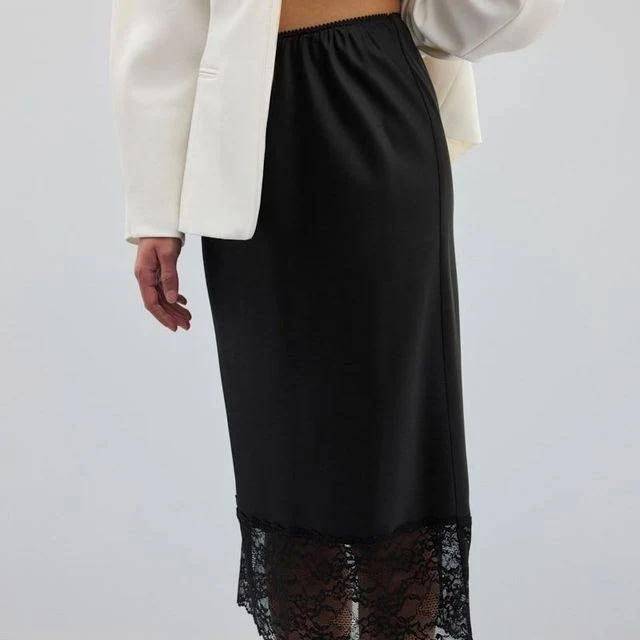 skirt COOSH Спідниця міді сатинова з мереживом Куш COOSH $3200