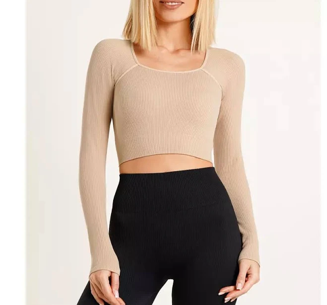 кроп-топ з довгим рукавом Кроп-топ лонгслів в рубчик CROP TOP RIB Giulia $629
