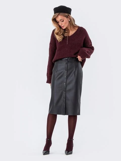 skirt Dressa Шкіряна спідниця-олівець чорного кольору 65713 &ndash; купити в Києві dressa.com.ua $959