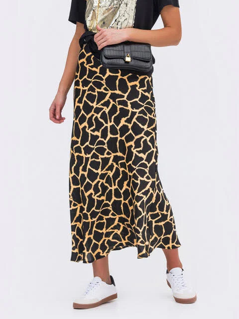 skirt Dressa Сатинова спідниця у анімалістичний принт чорна 66138 &ndash; купити в Києві dressa.com.ua $1359