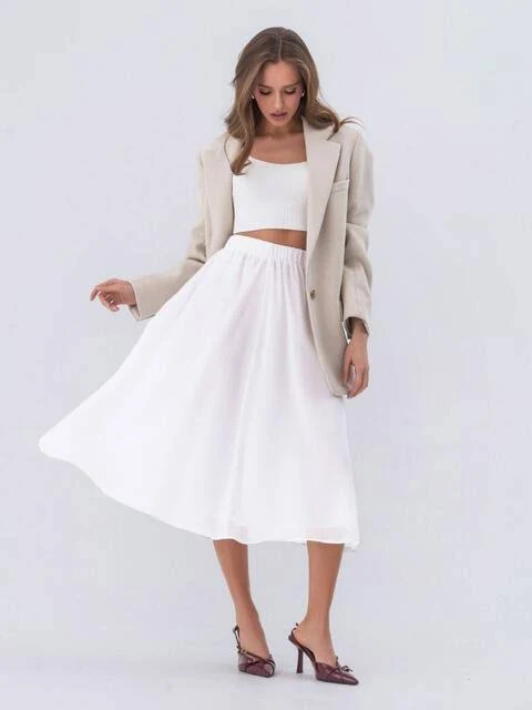 skirt Dressa Спідниця-міді білого кольору із шифону 66987 &ndash; купити в Києві dressa.com.ua $1039