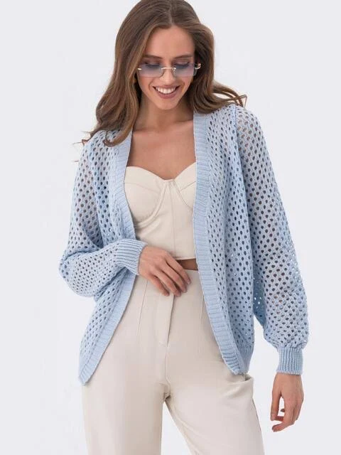 outerwear Dressa в'язаний літній кардиган блакитного кольору без застібок 67908 &ndash; купити в Києві dressa.com.ua $959