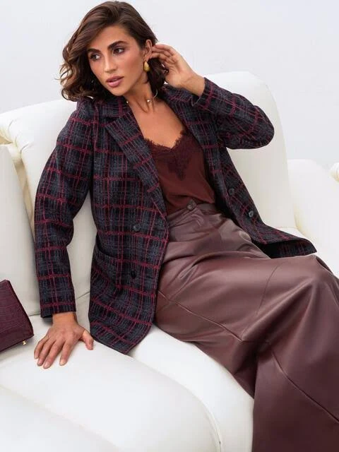 blazer Dressa Приталений піджак темно-сірого кольору в клітинку 70519 &ndash; купити в Києві dressa.com.ua $1599