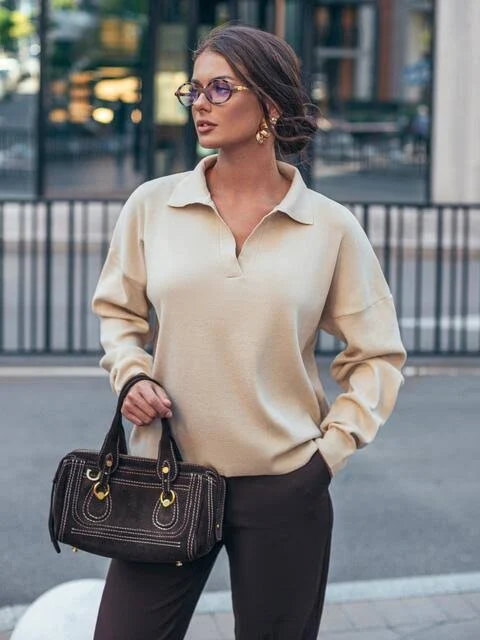 top Dressa Джемпер бежевого кольору дрібної в'язки 75954 &ndash; купити в Києві dressa.com.ua $959