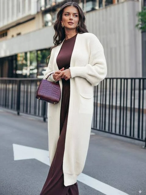 cardigan Dressa в'язаний кардиган молочного кольору з кишенями 76258 &ndash; купити в Києві dressa.com.ua $1199