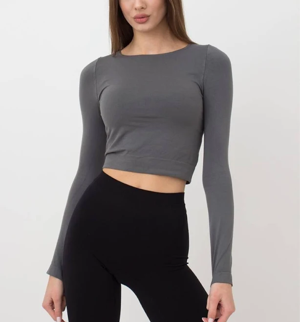 кроп-топ з довгим рукавом Жіночий кроп-топ з довгим рукавом Giulia сірий Intimo.ua - Lingerie & Fashion $569