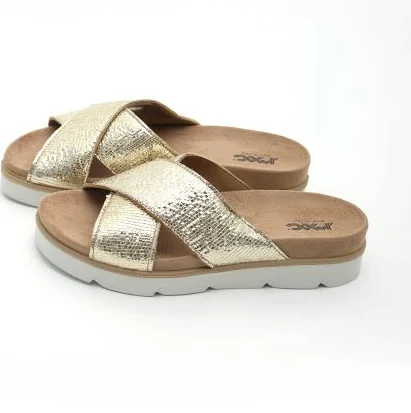 shoes Шлепанцы Imac золотые кожаные из натуральной кожи respected-person.com.ua $950