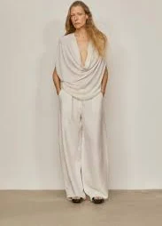 top Топ із драпованим вирізом на основі шовку &mdash; LIMITED EDITION - ЧОРНИЙ massimodutti.com $6000