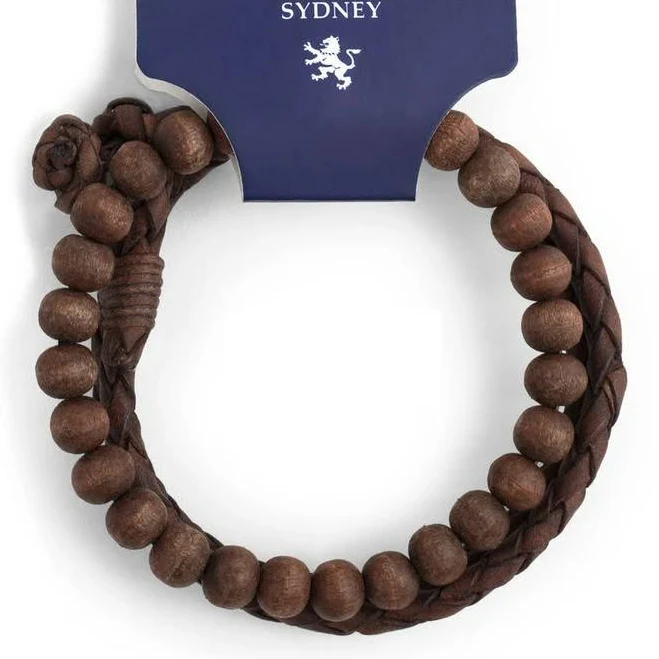 accessory Набір чоловічих браслетів шкіри та дерев'яних намистин Local League LB469. Біжутерні браслети ROZETKA $560