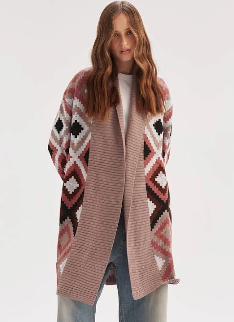 jacket В'язаний кардиган Міра УНІВЕРСАЛЬНИЙ, Колір теракотовий, бежевий, білий | Merezhka merezhka.ua $1340