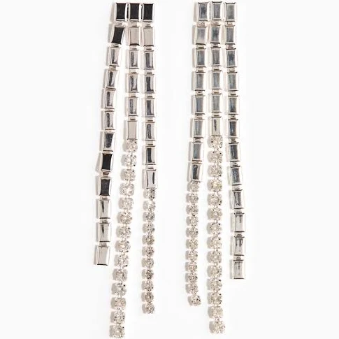 accessory Moda Damska - Довгі сережки зі стразами Сріблястий - H&M H&M $429