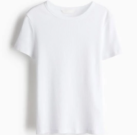 top Moda Damska - Футболка в рубчик Білий - Size: XXL - H&M H&M $399