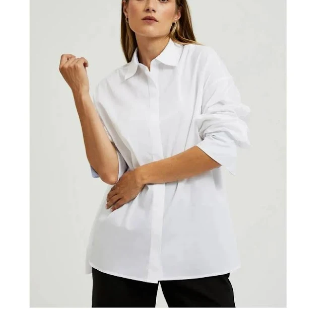 outerwear Сорочка бавовняна оверсайз жіноча Moodo L-KO-4602 L Біла (5904152501659). Жіночі сорочки ROZETKA $507