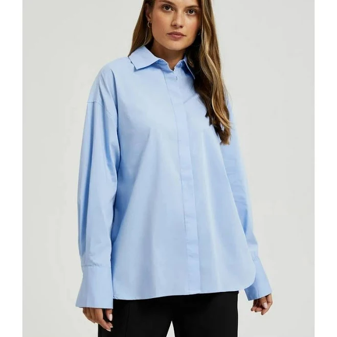 top Сорочка бавовняна оверсайз жіноча Moodo L-KO-4602 M Блакитна (5904152501574). Жіночі сорочки ROZETKA $733