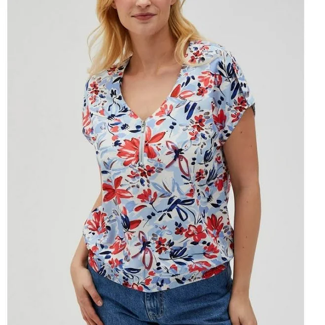 top Блузка жіноча Moodo L-KO-4618 46 Блакитна (5904152509297). Жіночі блузи ROZETKA $620