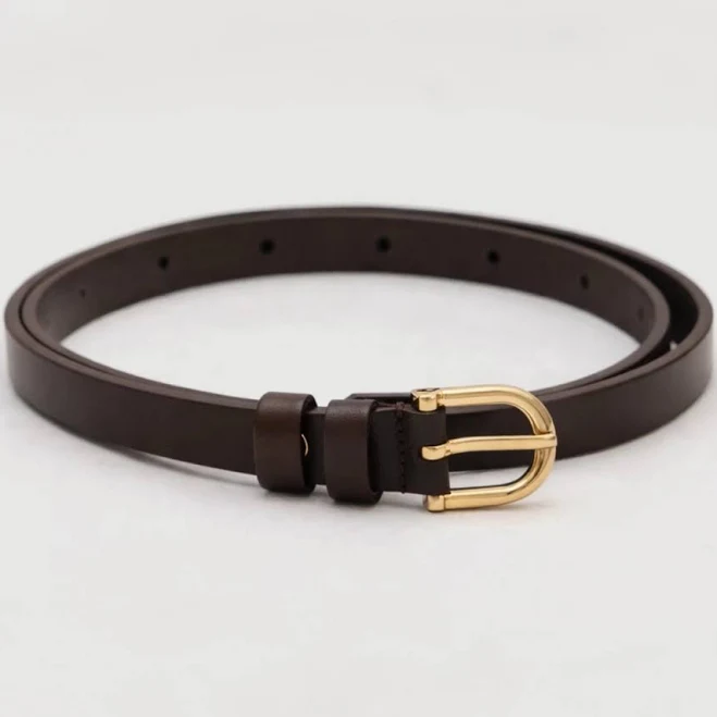 accessory Коричневий шкіряний ремінь з золотою пряжкою MUSTHAVE MustHave $1599