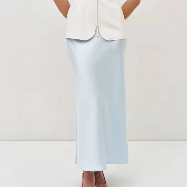 skirt Блакитна спідниця довге міді зі щільного сатину MUSTHAVE MustHave $2199