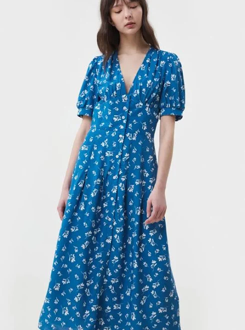сукня Синя сукня міді на ґудзиках з віскози в білі квіти MUSTHAVE MustHave $2599