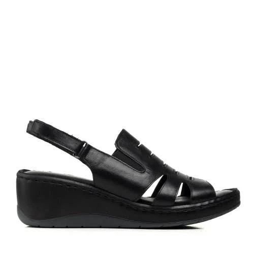 shoes Босоніжки чорні зручні шкіряні на танкетці Nehir 1497ЛZ marigo.in.ua $1095