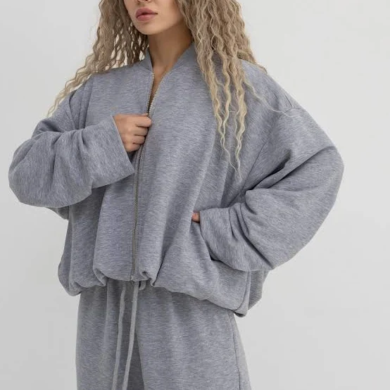 верхній одяг Бомбер New York на блискавці сірий-меланж - M-L alisaline $2290