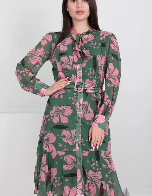 maxi dress Жіноча зелено-рожева сукня в квітковий принт Весна/Oсінь OLLA $555