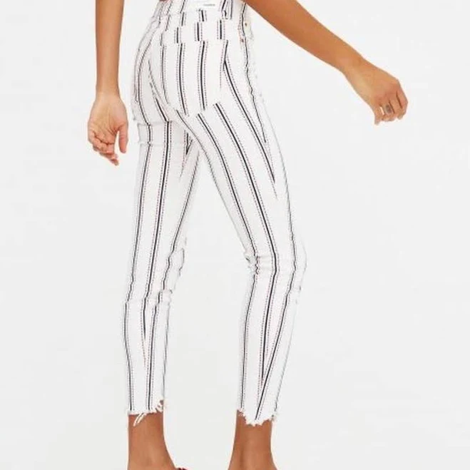 barrel jeans Стильні джинси pull&bear білі в смужку скинни skinny Shafa $499