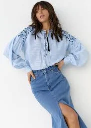 top Блуза вишиванка молодіжна, блакитного кольору з вишивкою, рукава довгі розміри S, M, L natalishop.com.ua $1195