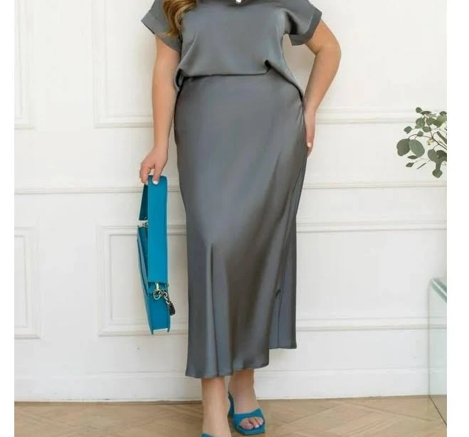 skirt Жіночна спідниця із щільного атласу ST-Style 22508 50-52 Сира. Жіночі спідниці ROZETKA $1317