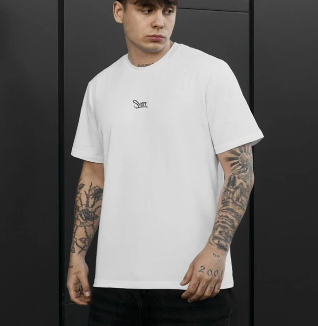 top Чоловіча футболка Staff white logo біла стильна з логотипом купити Staff-Clothes $490