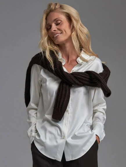 top Блузка сорочка жіноча з довгим рукавом шовкова Trikobakh молочна Anasol-style.com.ua $1550