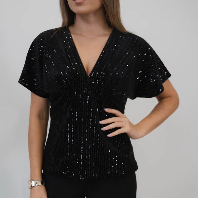 top Топ з паєтками та V-вирізом віскоза Tanali $2490