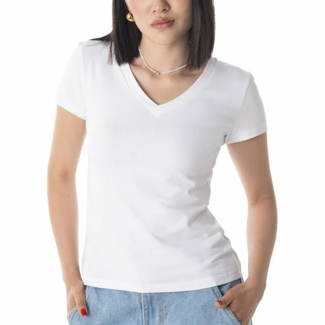 майка Футболка жіноча бавовняна з V-вирізом, колір білий germanvolf.com $528