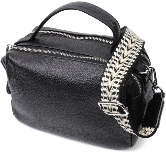 bag Шкіряна прямокутна жіноча сумка на два відділення Vintage 2422343 Чорна MODNOTAK $1771