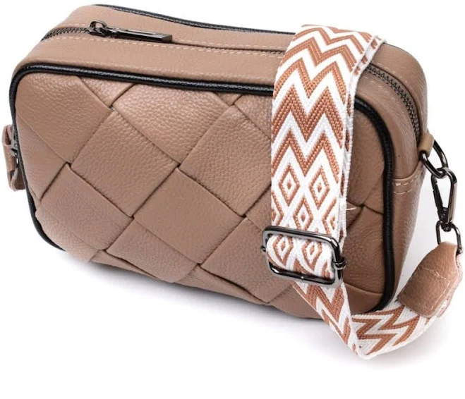 bag Бежевая женская сумка-кроссбоди с эффектом под плетеную кожу Vintage 2422409 MODNOTAK $1556