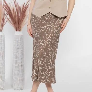 skirt Спідниця жіноча W23.07.39.522 Arber коричнева сатинова довжини міді ARBER $1999