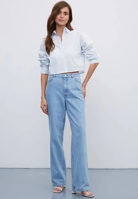 jeans Подовжені джинси wide leg з світло-блакитного деніму MUSTHAVE MustHave $3299