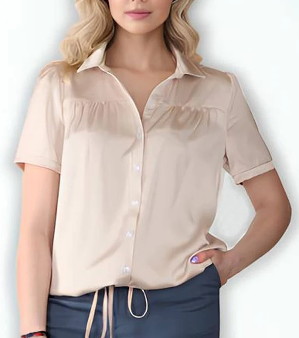 top Блузка шовкова бежева з кулісою XL LadyLike $855