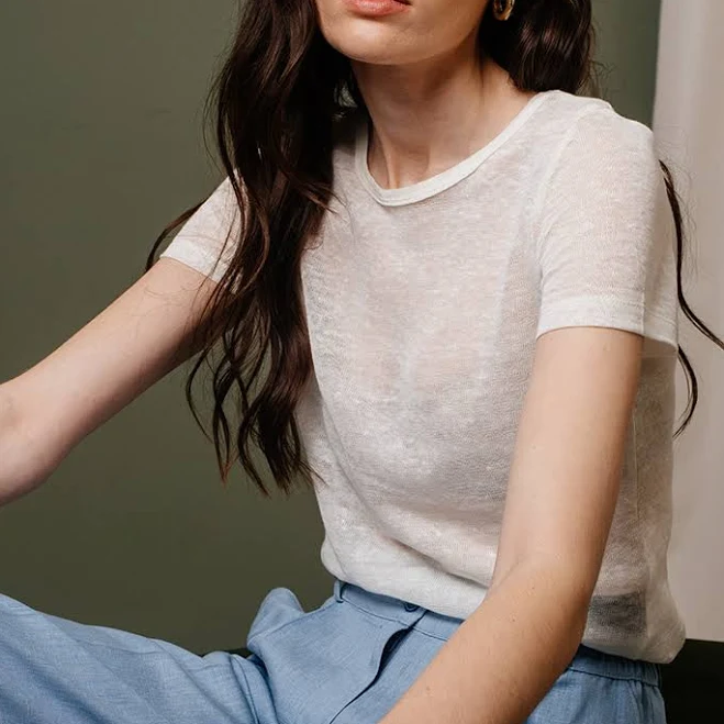 майка Футболка льнаная, белого цвета XS FloveTouch $325