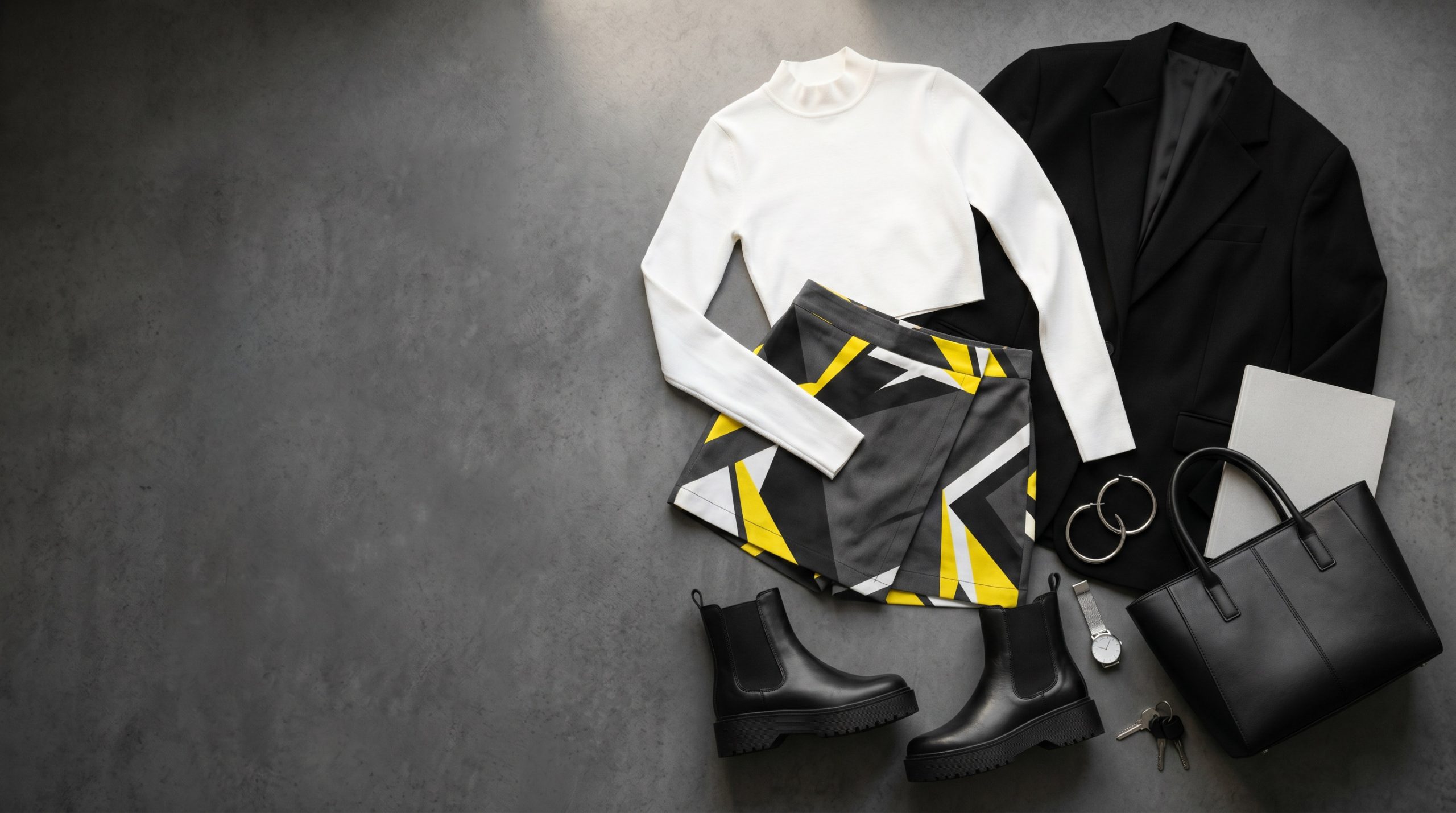 Колаж модних аксесуарів та елементів одягу, що ілюструють стильні літні ідеї 2026 зі спідницею-шортами.