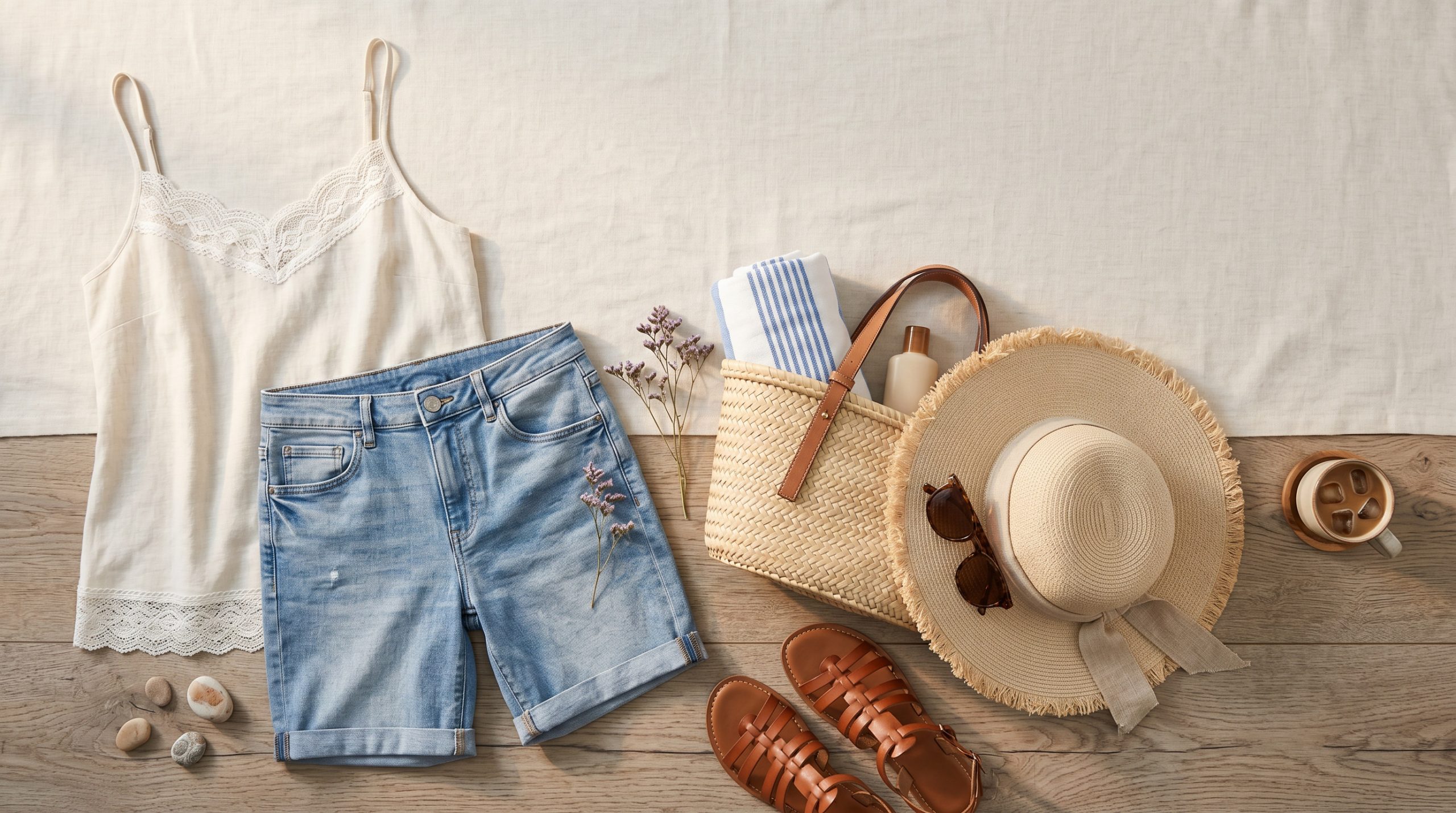 Елегантний flatlay з найактуальнішою майкою з мереживом, що демонструє її універсальність та шик у сучасному гардеробі 2026 року.