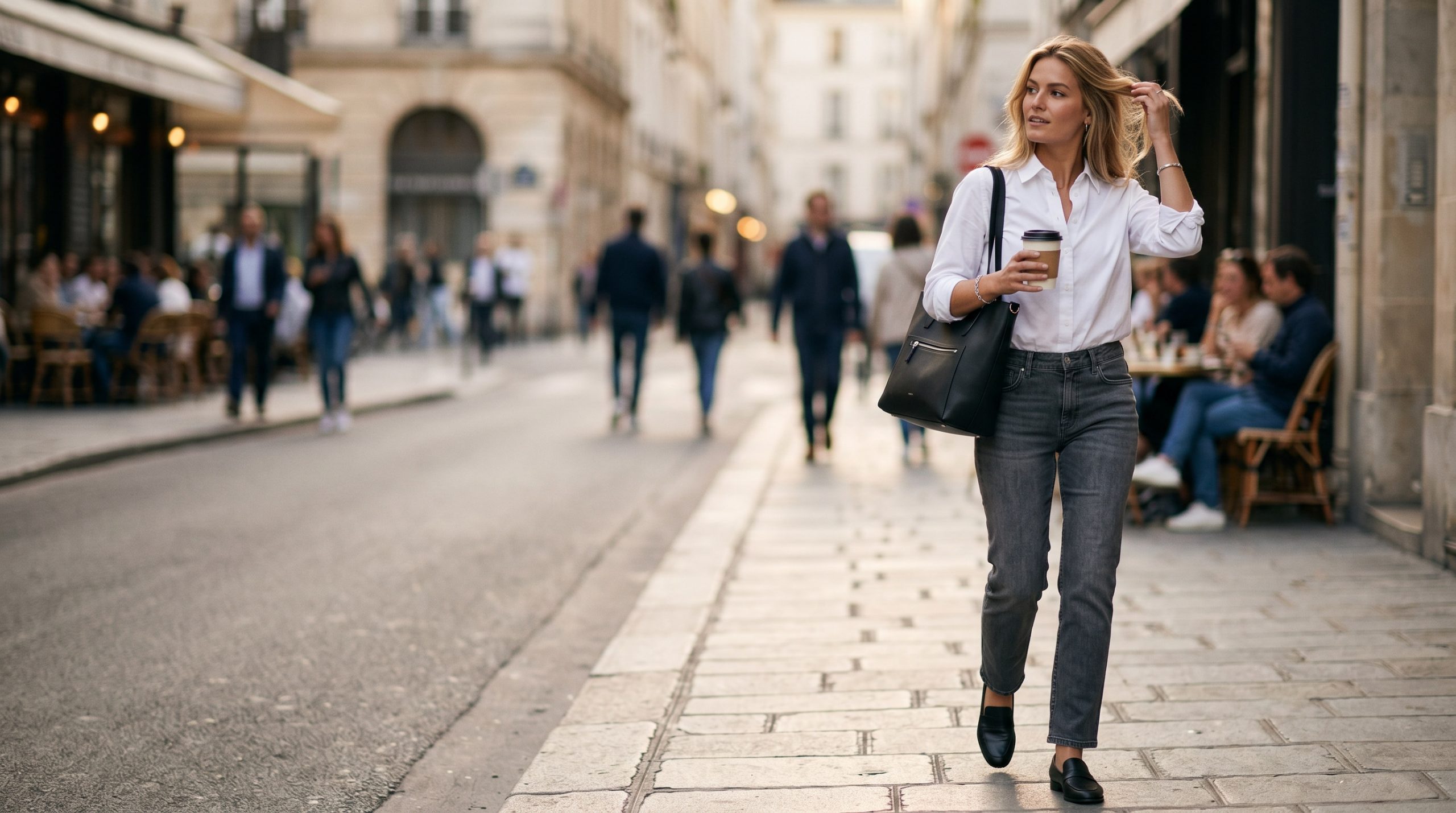 Елегантні стрейчеві літні джинси жіночі на моделі, що демонструє легкість та свободу рухів у сонячний день 2026 року.