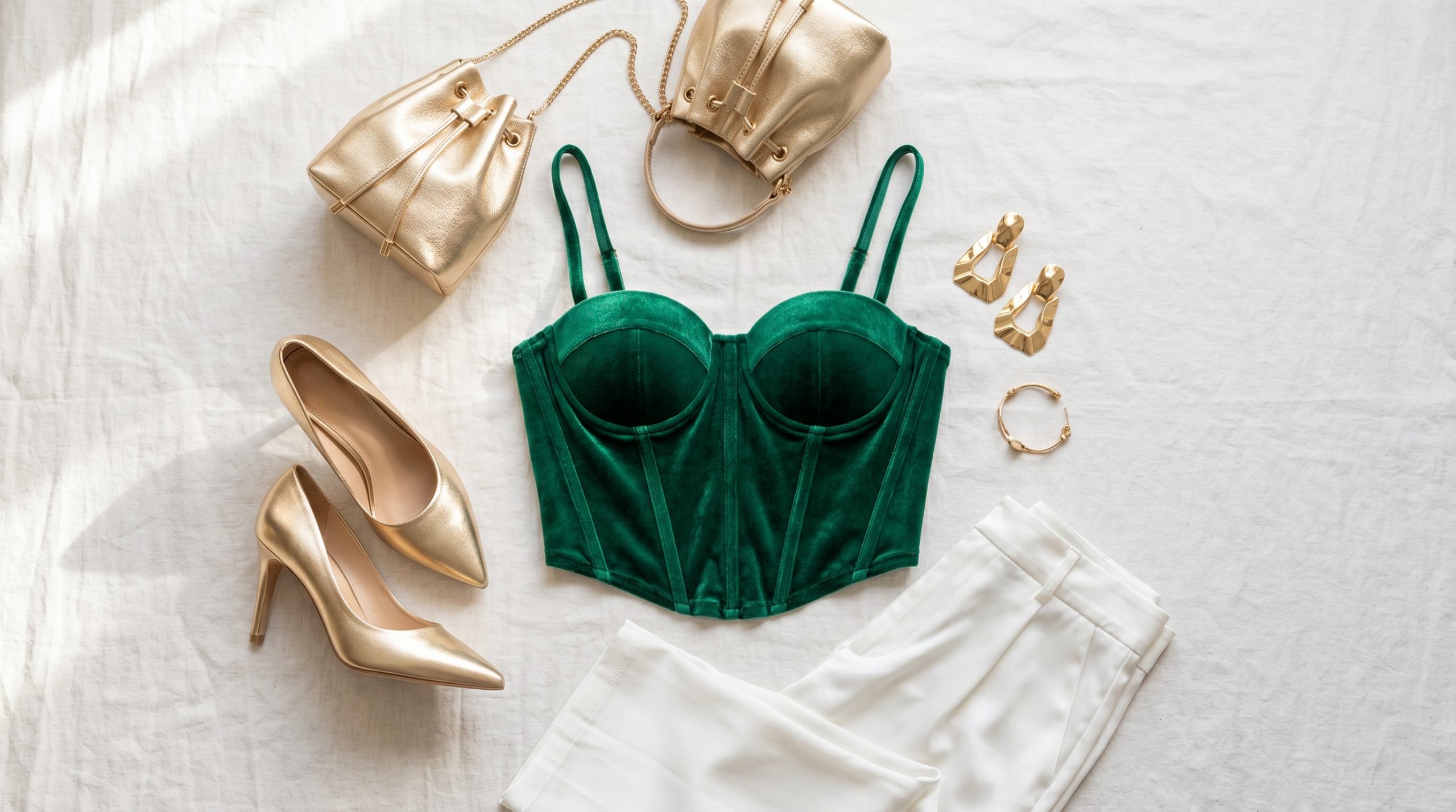 Елегантний колаж демонструє різноманіття стилізацій: топ-корсет з чашками стає ключовим елементом сучасного образу